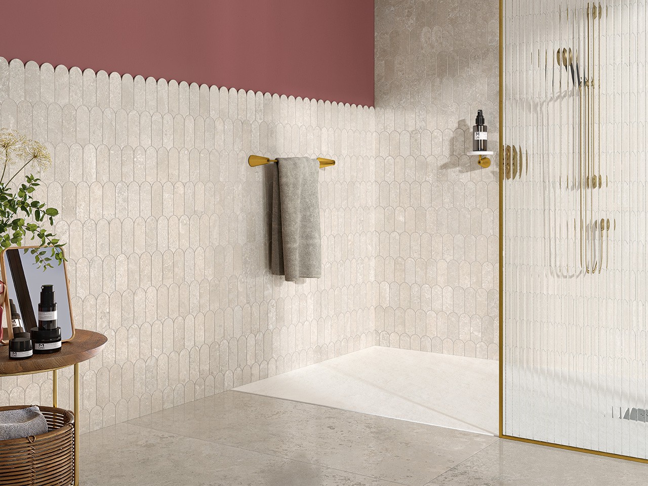 Mosaico Chambord Plume Beige 30,4x27,3 Gres Effetto Pietra Avorio-78422