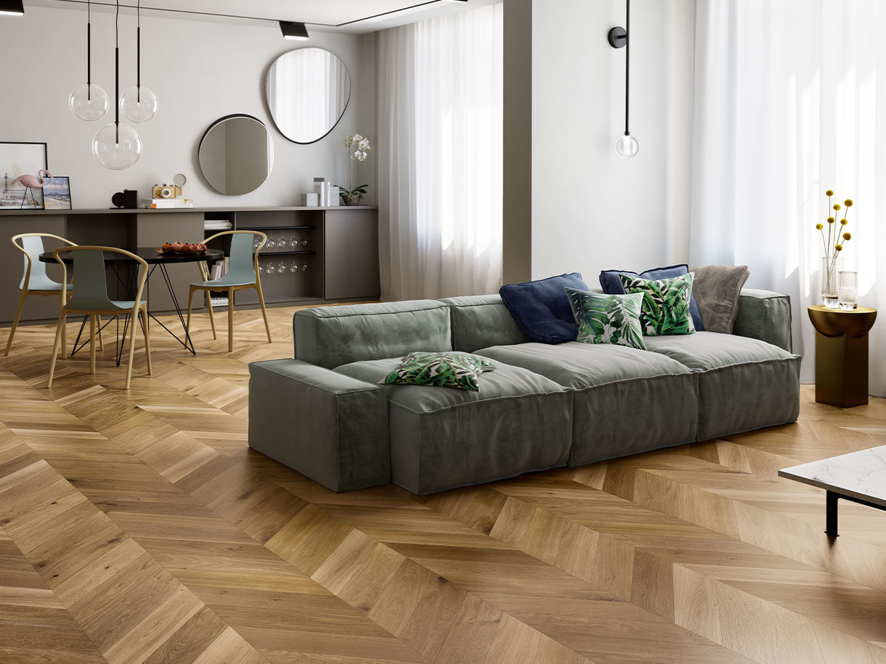 Parquet Spina Ungherese Rovere Sabbia - Chevron Sable-21228