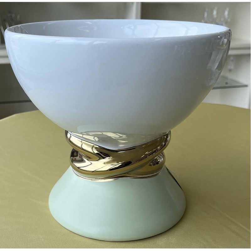 CIOTOLA WEAVING IN PORCELLANA VERDE/ORO/BIANCA 21X20 CM. HERVIT