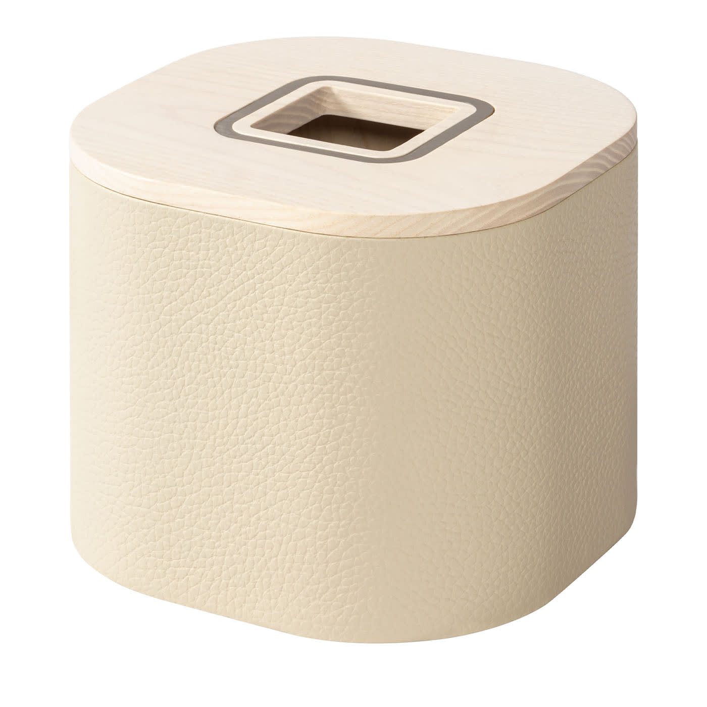 Portafazzoletti Dama in legno di frassino e pelle avorio