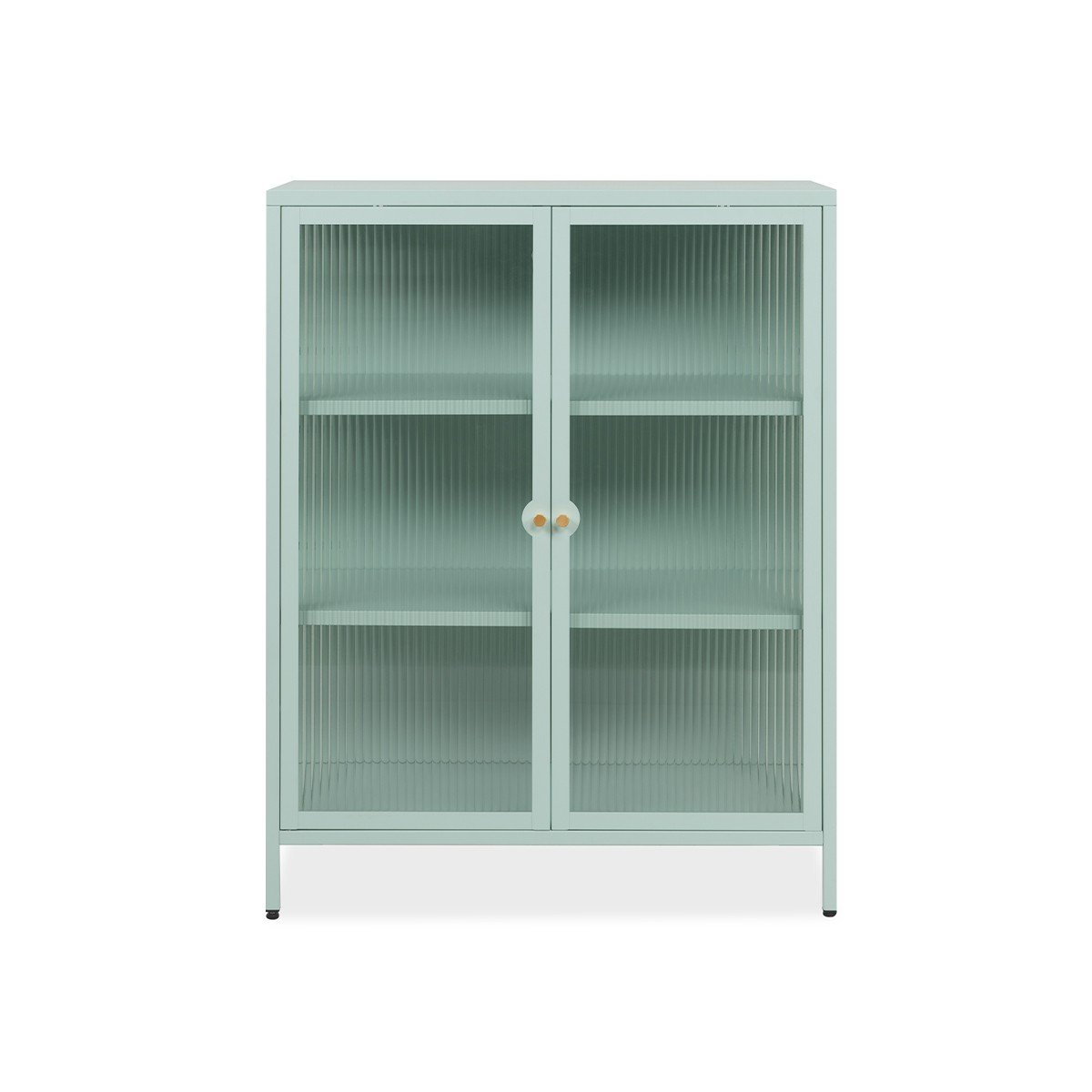 Commode avec 2 portes vitrées et 2 étagères en métal L80 cm - MILTON