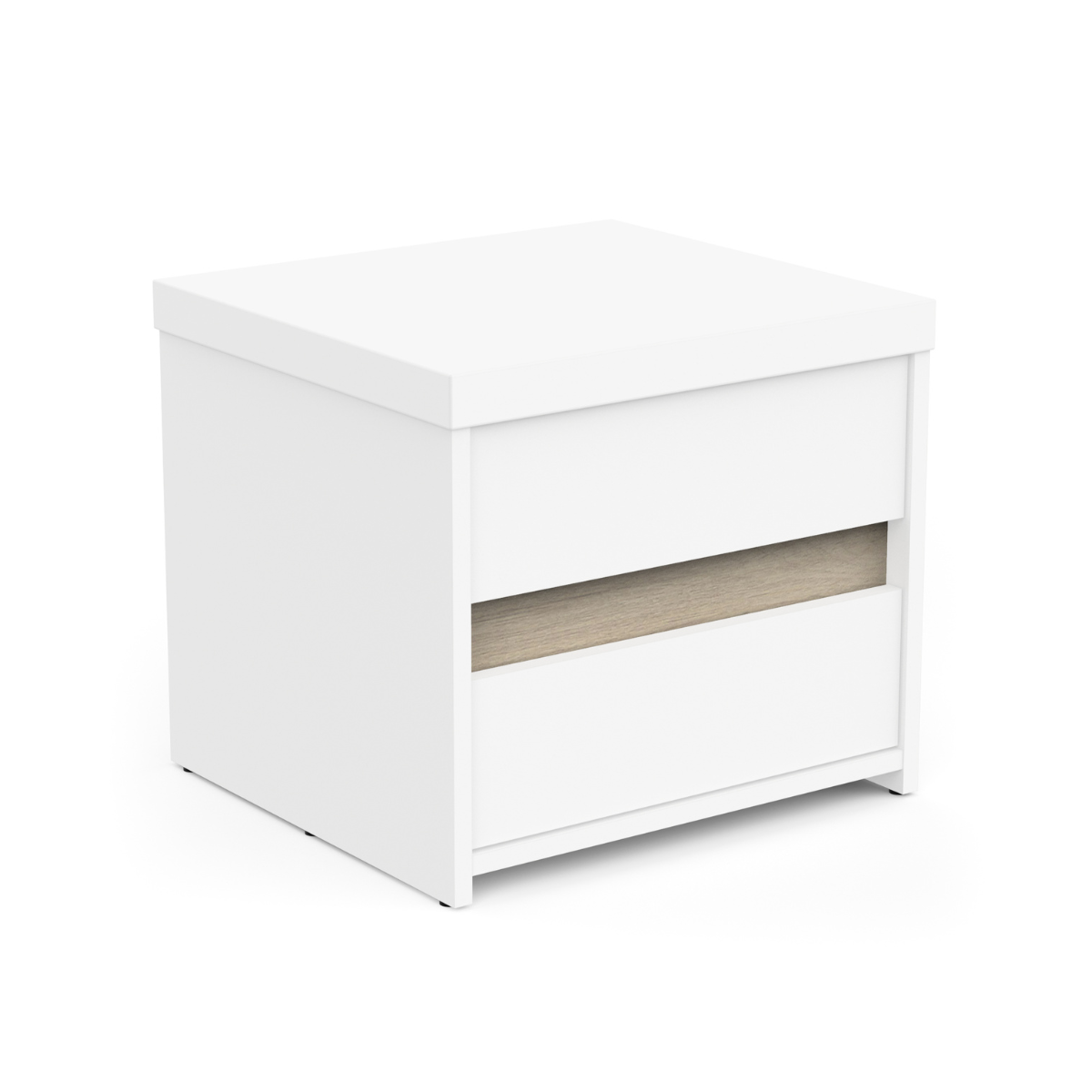 Comò 2 cassetti decorato in rovere Kronberg e bianco opaco L43,1 cm - CLYDE