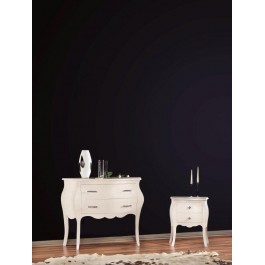 COMO 2 COMODINI BOMBATO LEGNO BIANCO OPACO - codluis 324