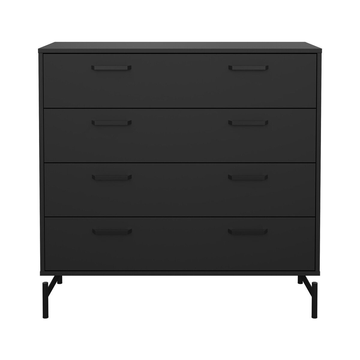 Comò 4 cassetti nero opaco con base in metallo H95,8 cm - BORA