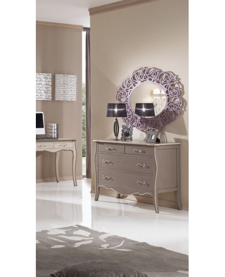 COMO 4 CASSETTI SAGOMATO IN LEGNO MASSELLO