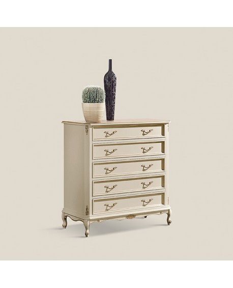 COMO' 5 CASSETTI LEGNO MASSELLO