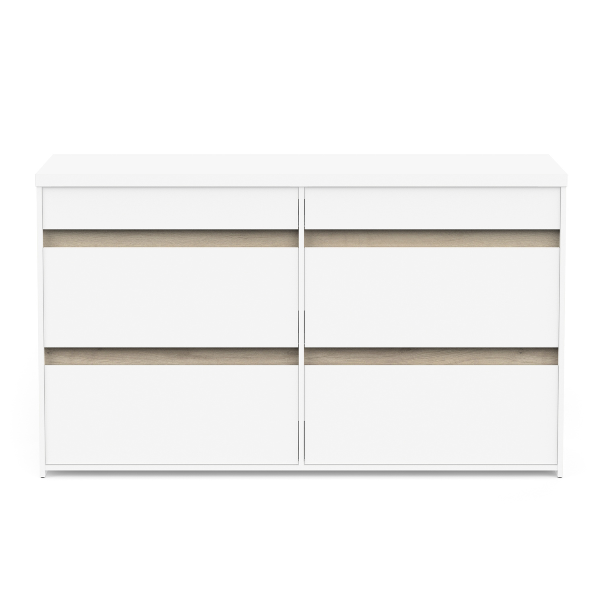 Comò 6 cassetti decorato in rovere Kronberg e bianco opaco - CLYDE