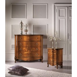 COMODINO CAMERA LEGNO MASSELLO INTARSIATO ARTIGIANALE