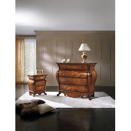 COMODINO CAMERA LEGNO MASSELLO INTARSIATO BOMBATOARTIGIANALE