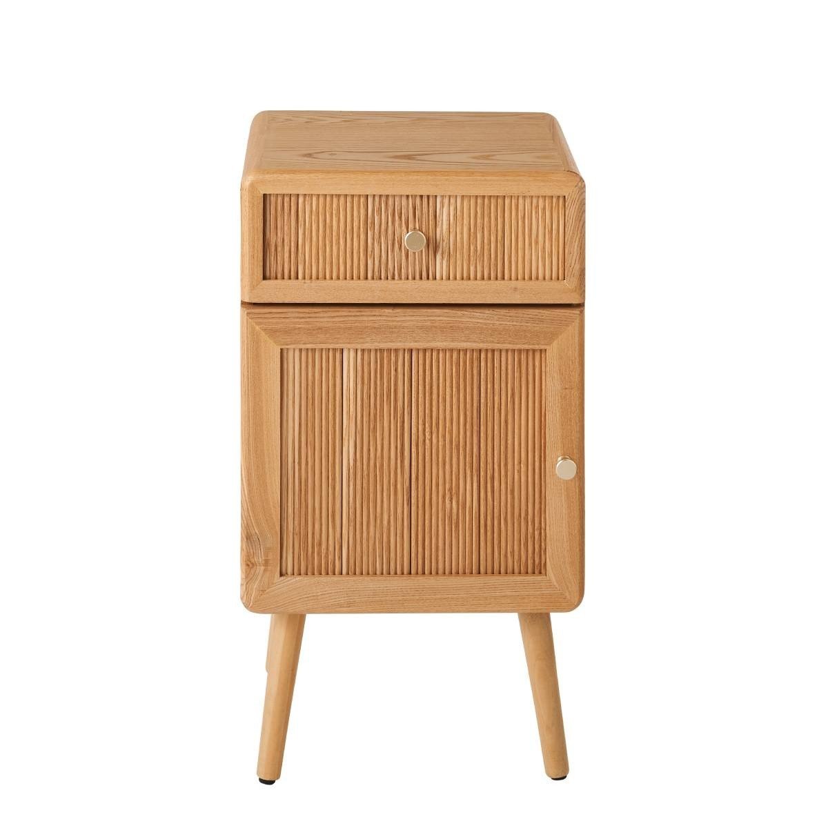 Comodino con 1 anta e 1 cassetto, frontali effetto dogato, H71 cm - AVA