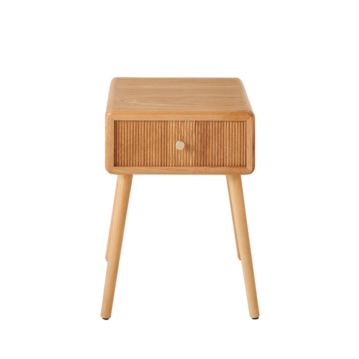 Comodino con 1 cassetto e frontali effetto lamelle L42 cm - AVA