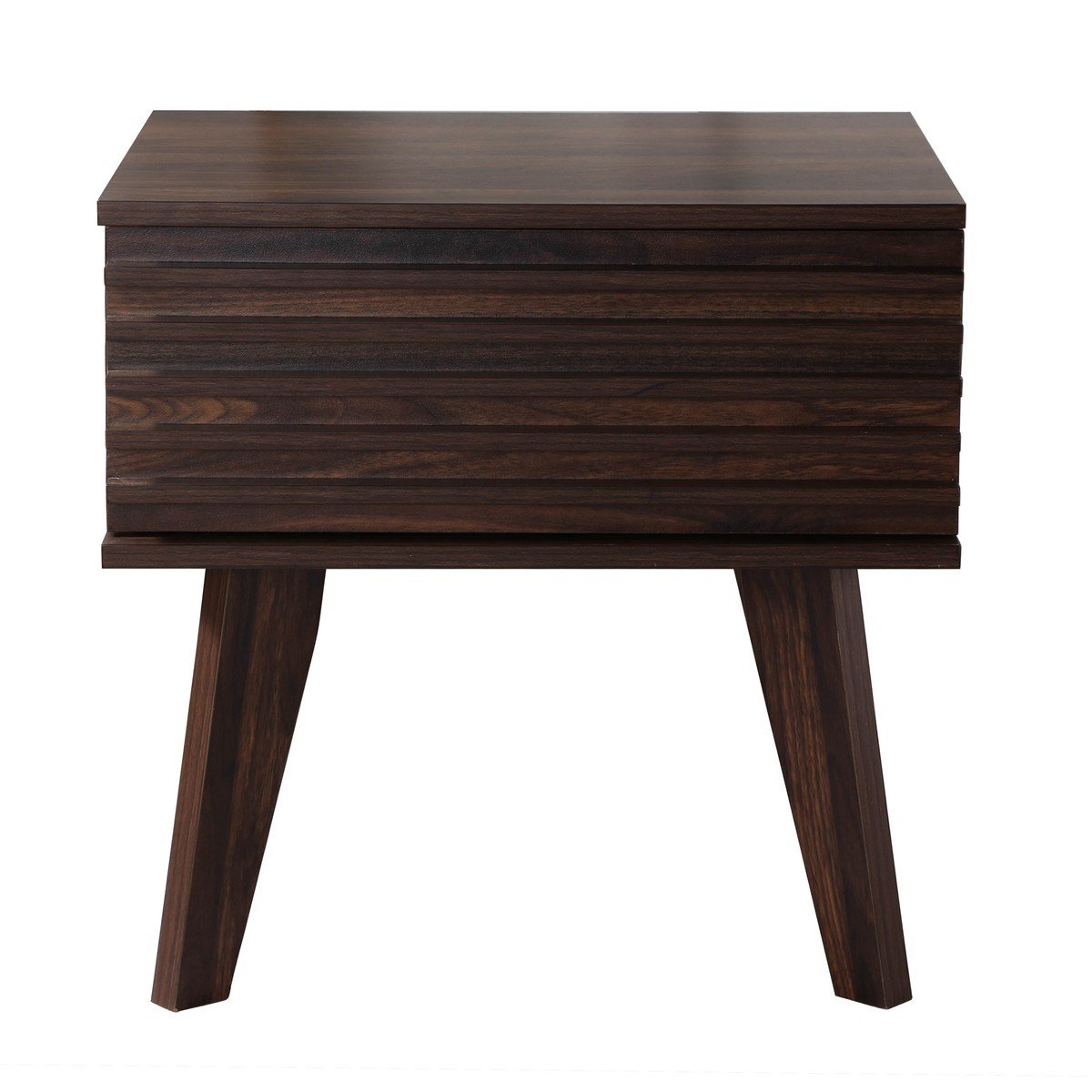 Comodino con 1 cassetto, frontali effetto legno scanalato H49,5 cm - FRIBOURG