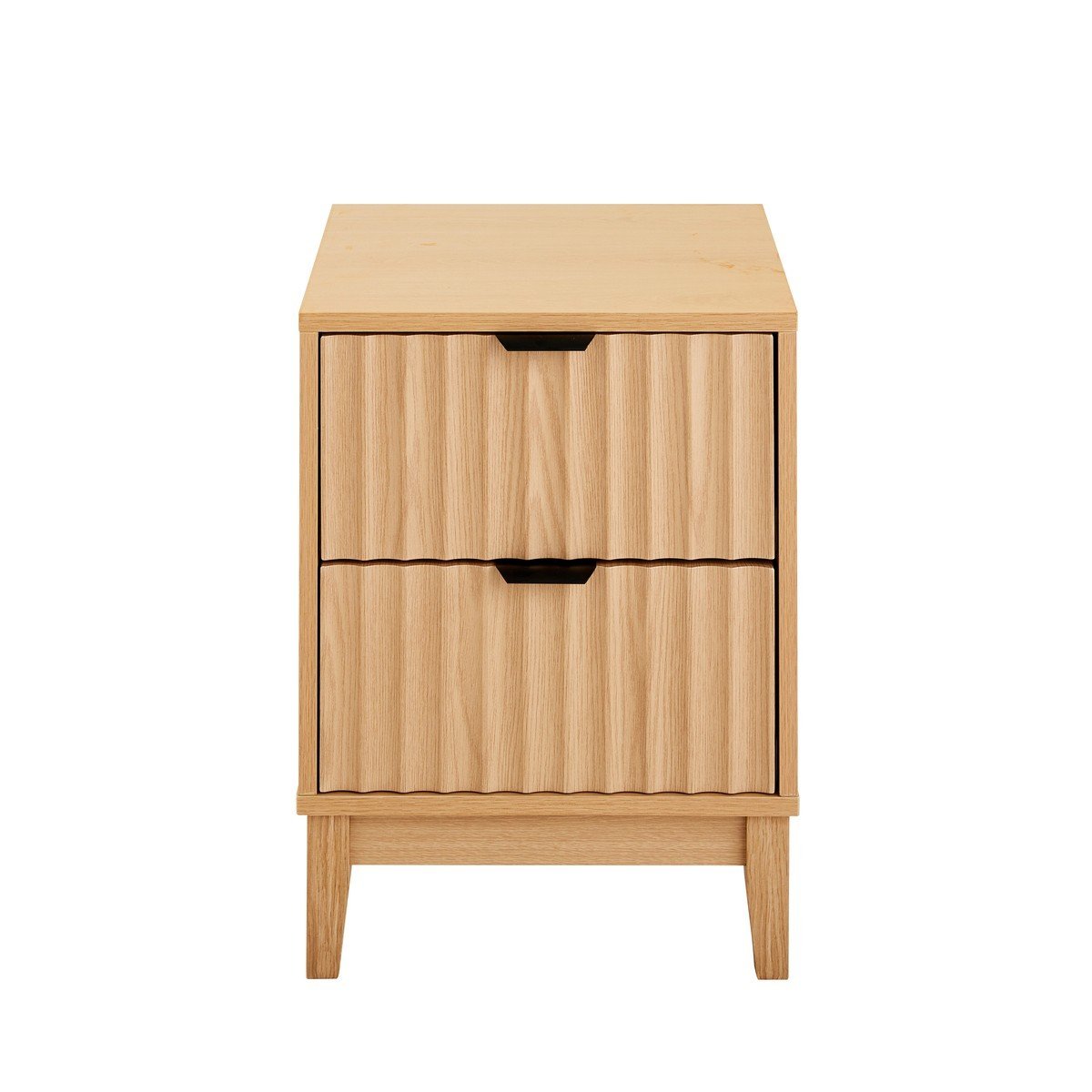 Comodino con 2 cassetti dalle frontali effetto scanalato H52 cm - BOLOGNE