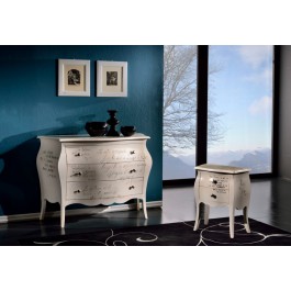 COMODINO IN LEGNO COLORE AVORIO DECORATO CON PENSIERI