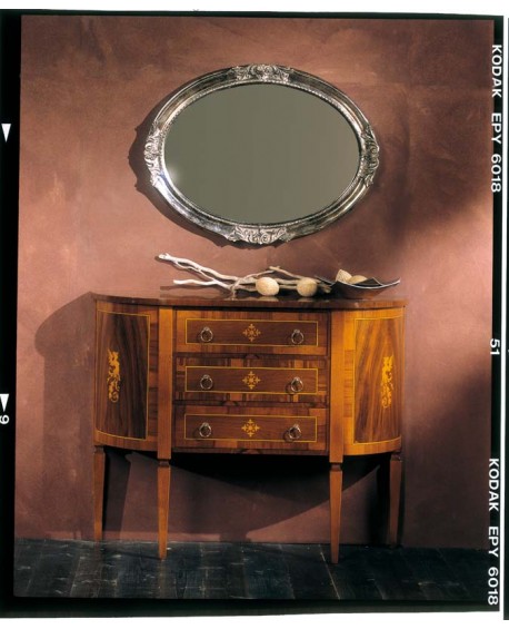 COMONCINO MEZZALUNA INTARSIATO 3 CASSETTI L.110 H.87 P. 34