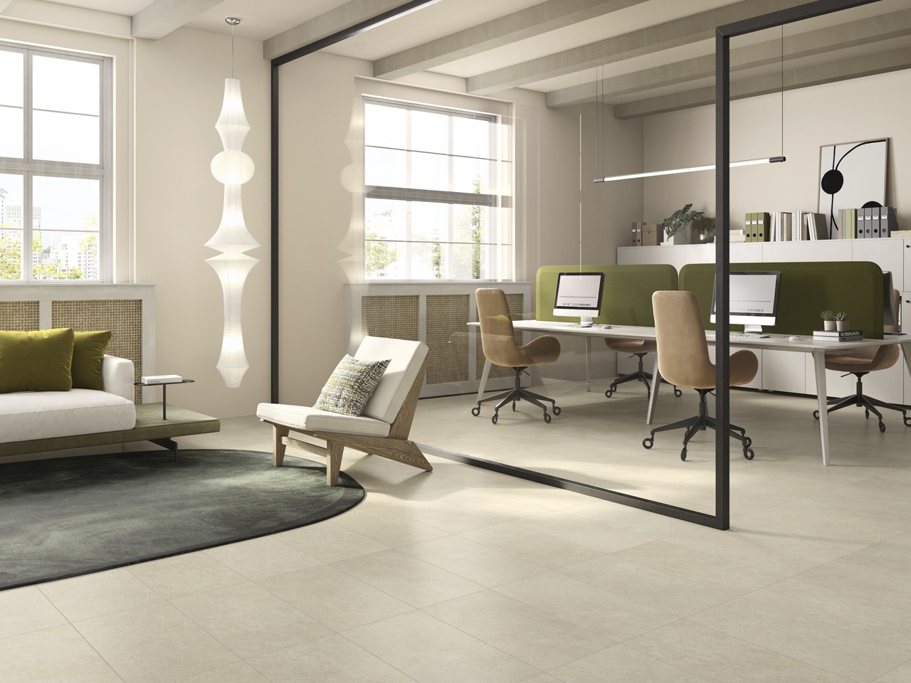 Pavimento Spc Concreta Beige Effetto Pietra Sabbia-74860