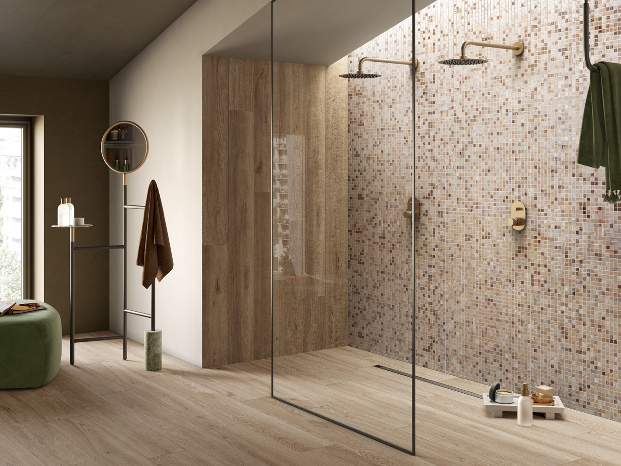 Mosaico Vetro Conifer 32,5X32,5 Marrone/Rame-1465