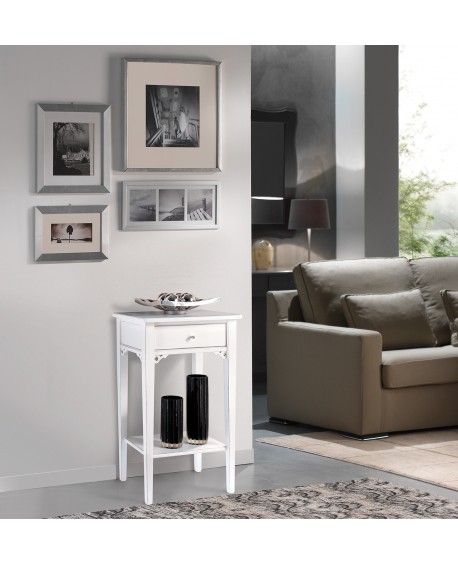 CONSOLLE 1 CASSETTO LACCATA BIANCO TAVOLINO LEGNO INGRESSO TAVOLO VENETO