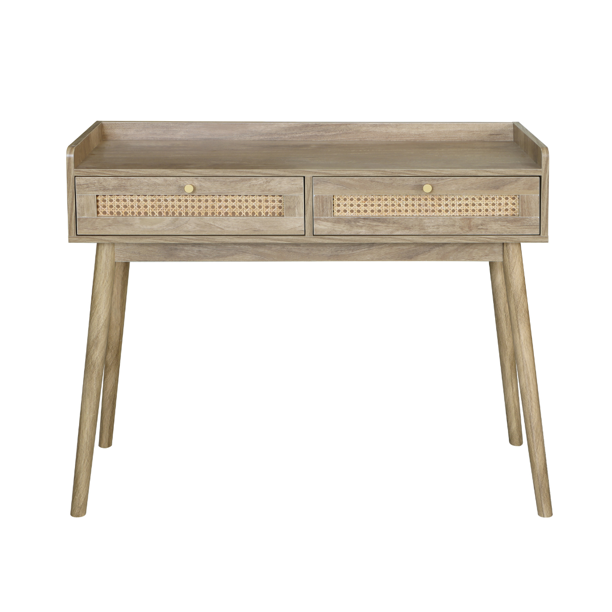 Consolle 2 cassetti con frontali in rattan e gambe in legno L100 cm - PALMO