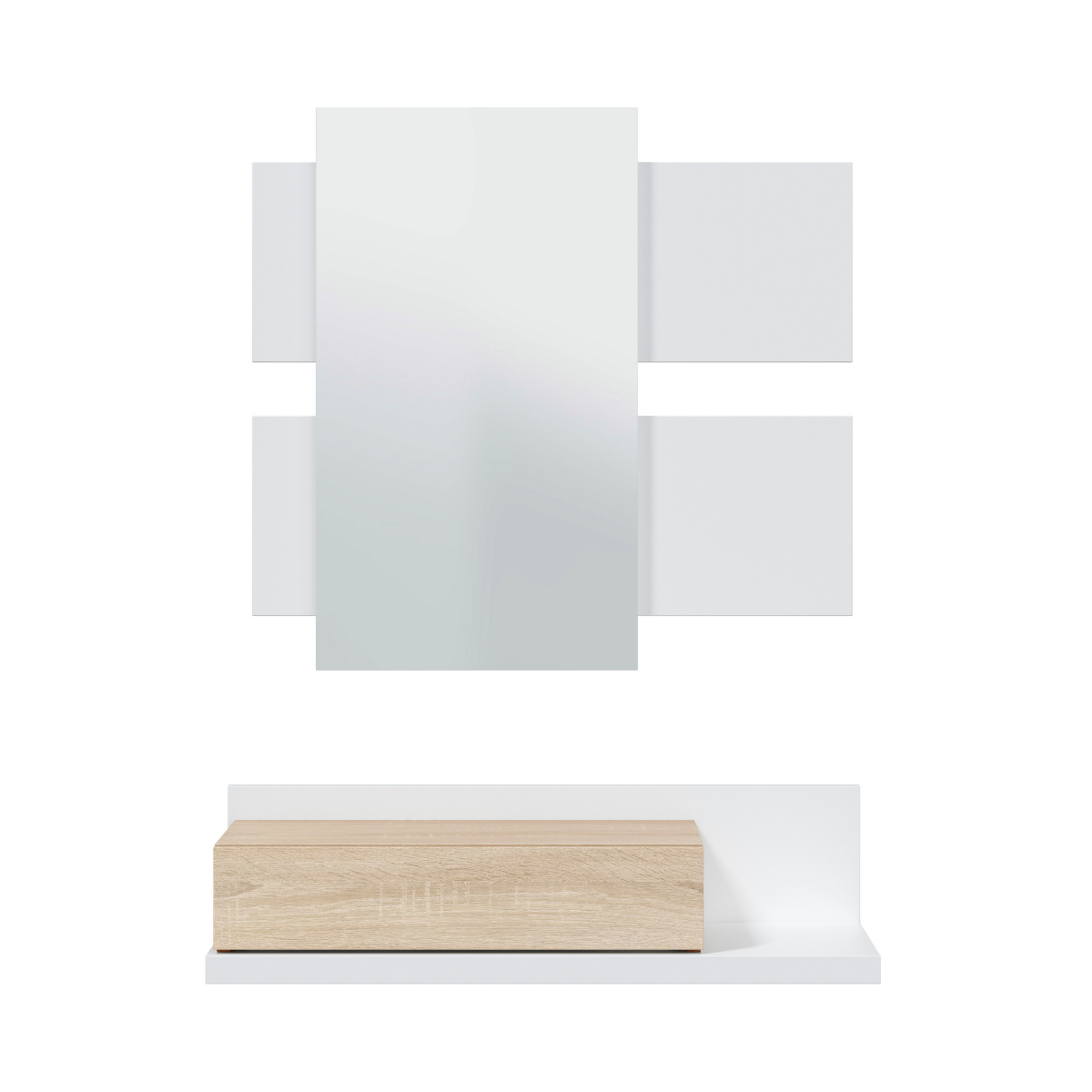 Consolle sospesa con 1 cassetto e 1 specchio L75 cm - TEKKAN