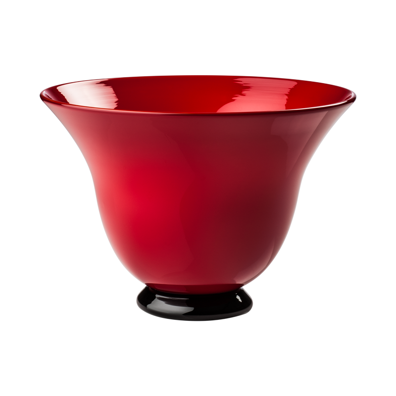Coppa Anni Trenta in vetro di murano Venini rosso cm 25