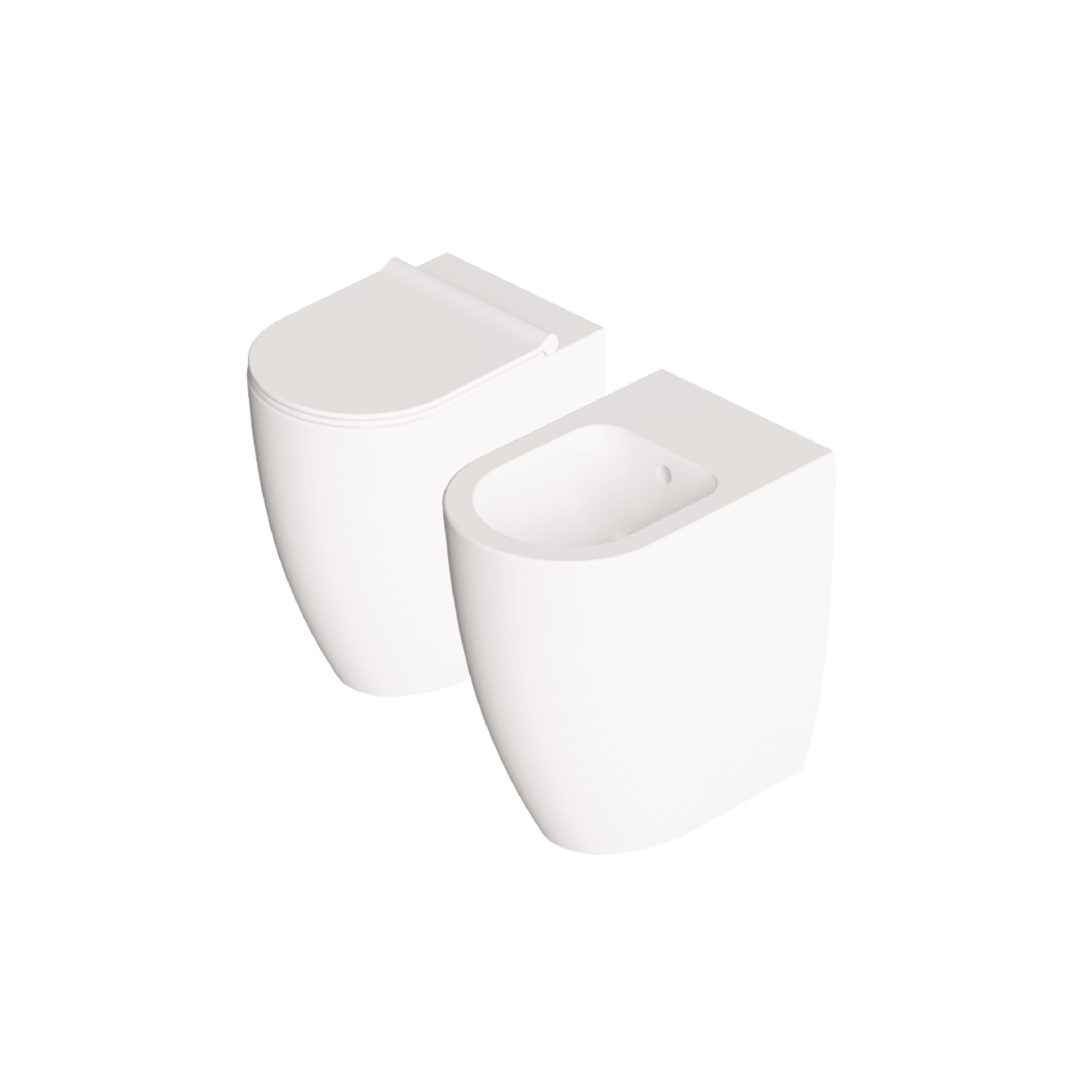 Coppia Di Sanitari a Terra H 50 Senza Brida Alice Ceramica "Form" Bianco Lucido