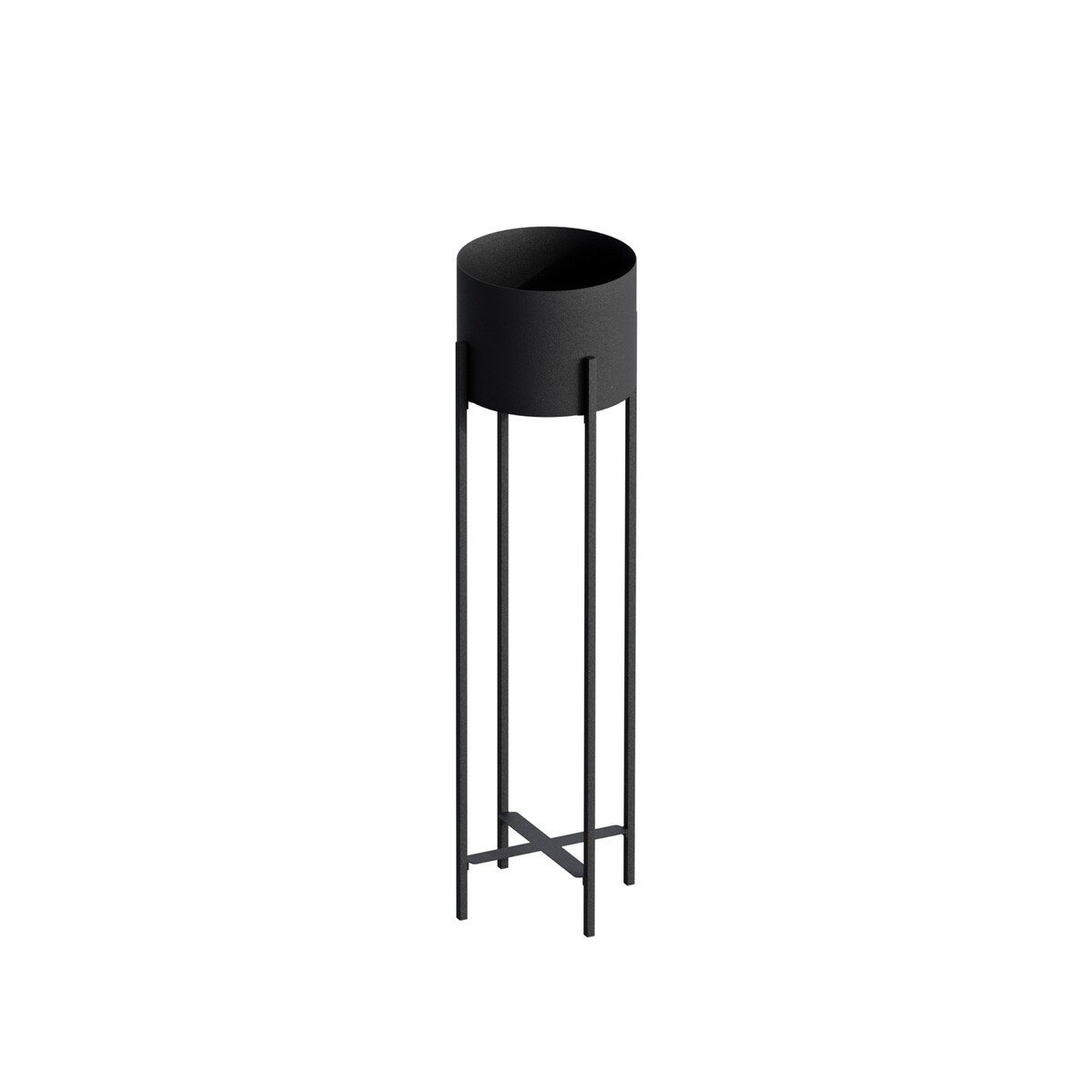 Copri vaso cilindrico con gambe in metallo nero H78 cm