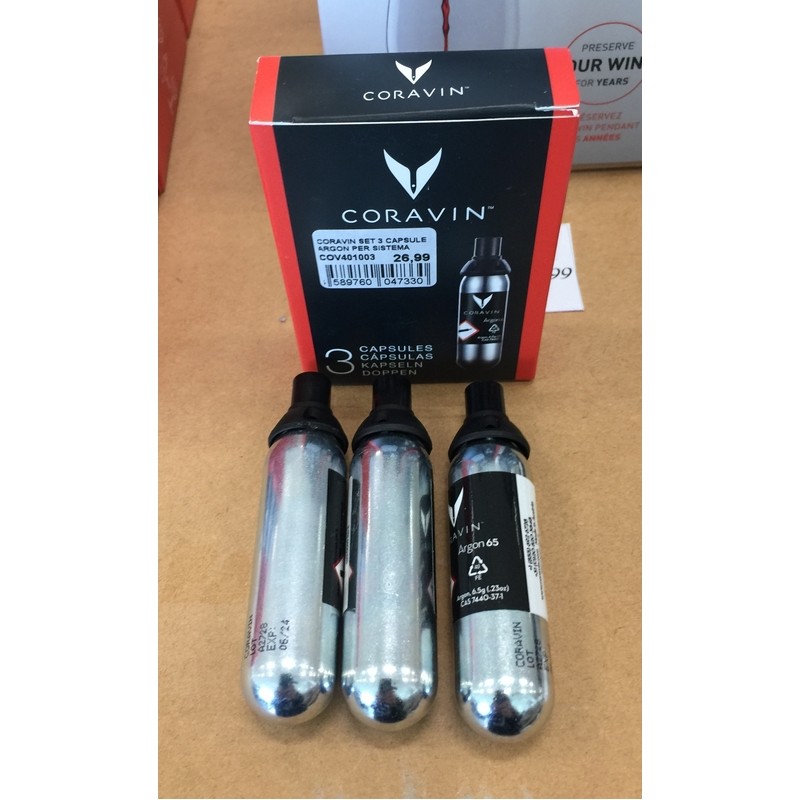 CORAVIN SET 3 CAPSULE ARGON PER SISTEMA MESCITA CM 2.2X9.2