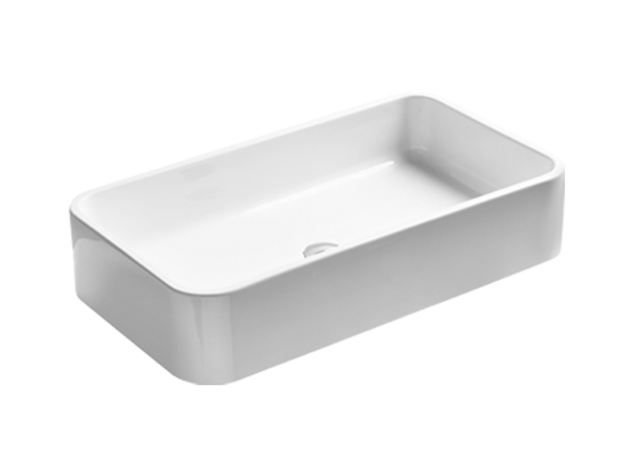 Lavabo da Appoggio Cosa 80x45 Senza Foro Miscelatore in Ceramica Bianco Lucido-68874