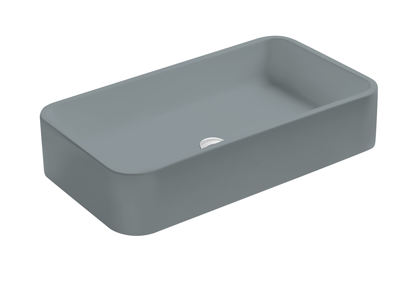 Lavabo da Appoggio Cosa 80x45 Senza Foro Miscelatore in Ceramica Grigio Opaco-68877