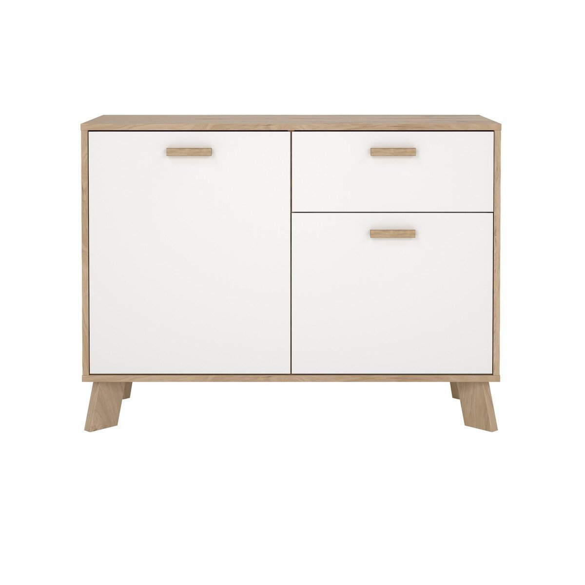Credenza 2 ante, 1 cassetto rovere decorativo e bianco L98,7 cm - STORM