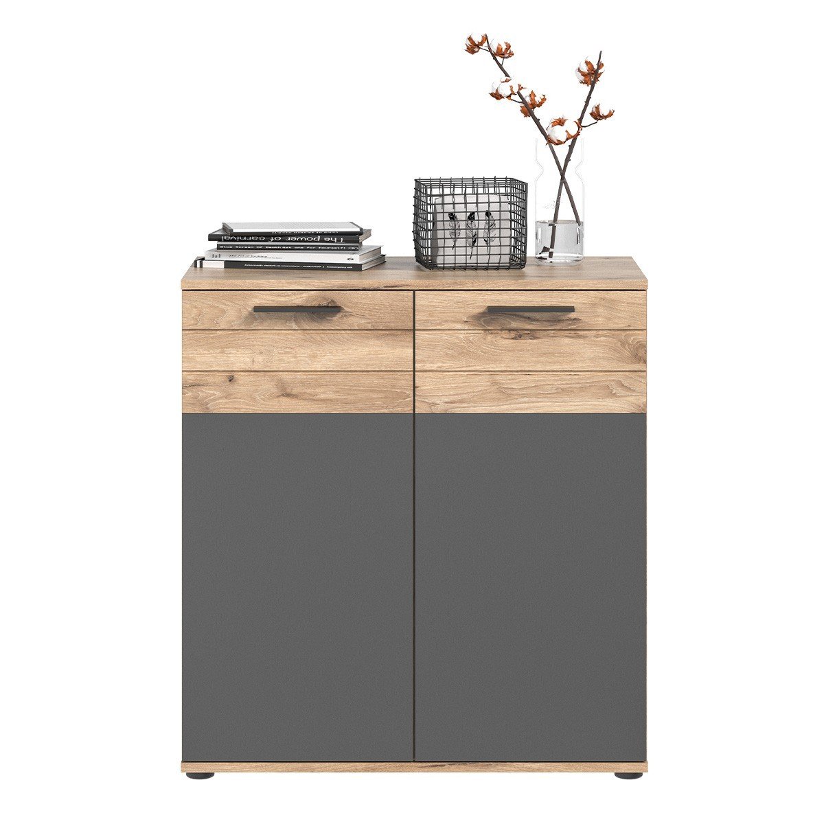 Credenza 2 ante antracite e rovere nox L80 cm - MASON