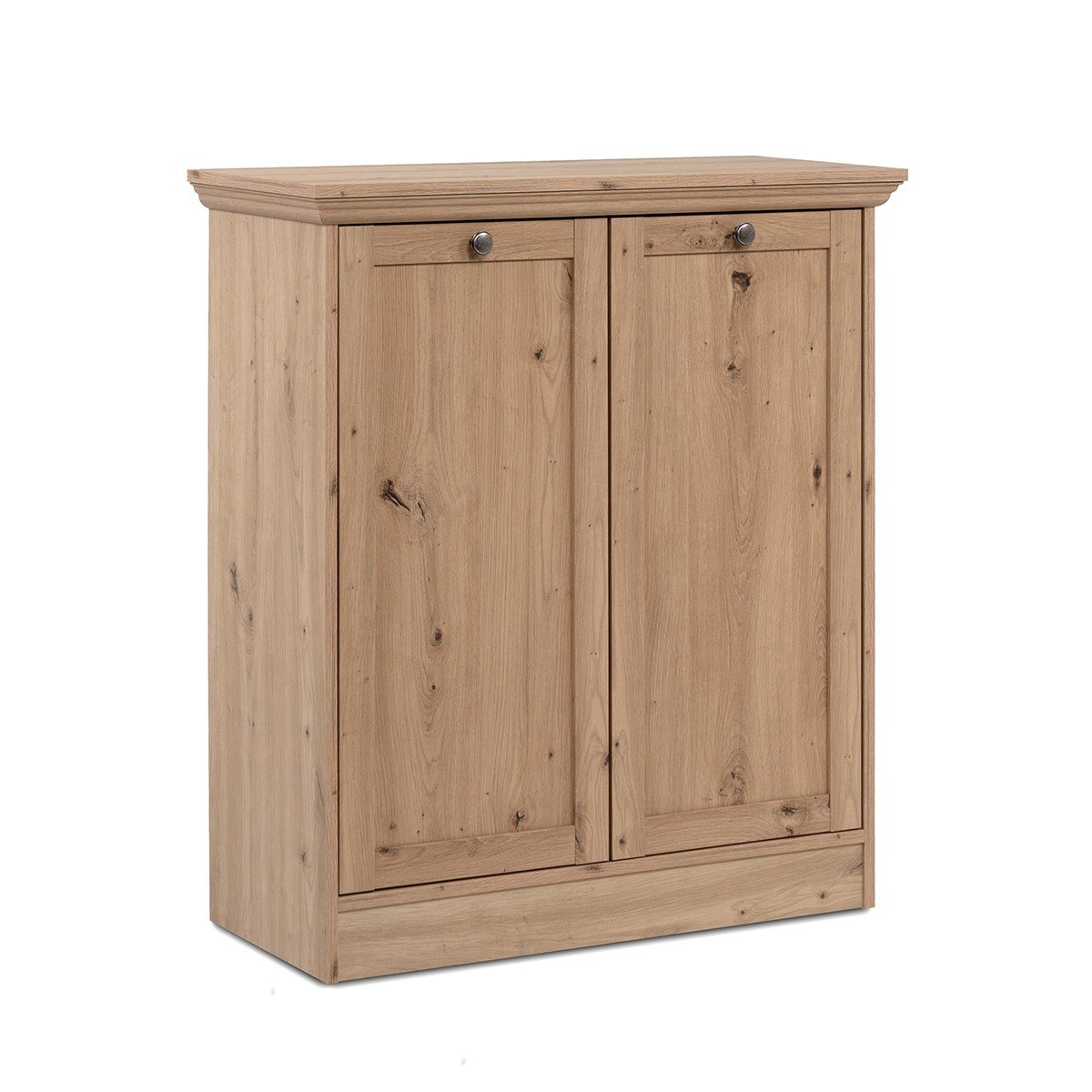 Credenza 2 ante e 2 ripiani con maniglie a pomolo in metallo L80 cm - TIMBER