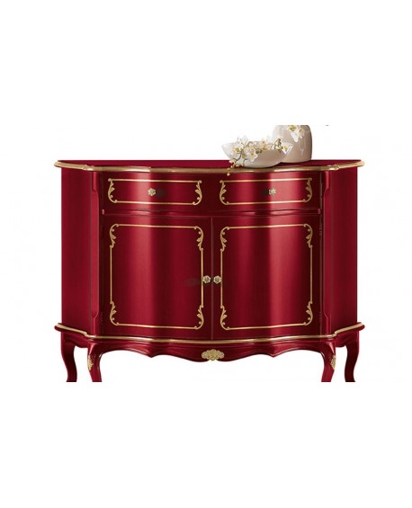 CREDENZA 2 DOORS 1 DRAWER SOLID WOOD GLOSS WHITE