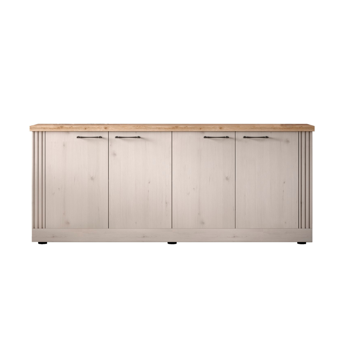 Credenza 4 ante decorazione rovere Cadiz e bianco meringa L211 cm - COUNTRY
