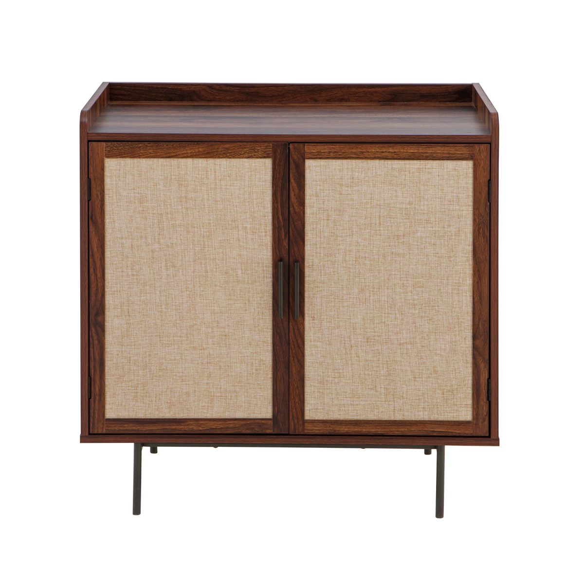 Credenza a 2 ante con finitura noce e frontali in tessuto L80 cm - JETSON