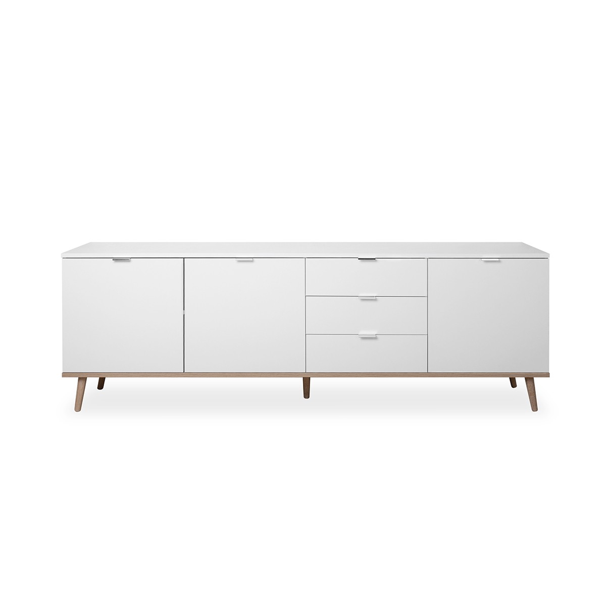 Credenza Bassa 3 Porte 2 Ripiani 3 Cassetti L200 cm - Copenhague