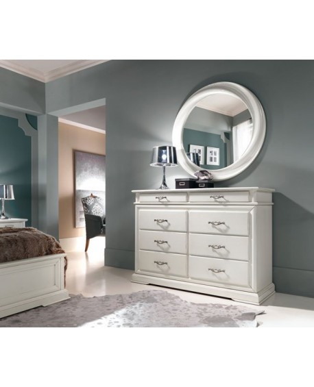 COMO 8 CASSETTI LACCATO BIANCO LEGNO MASSELLO L 150 P 53 H 102