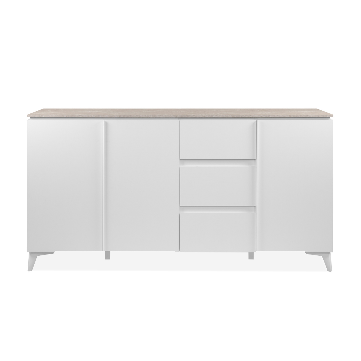 Credenza con 3 ante e 3 cassetti, finitura travertino e bianco, 177 cm - BERTRIX