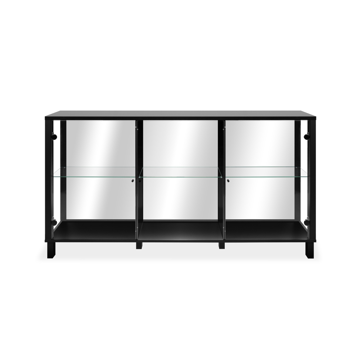 Credenza con spessore struttura 15 mm, lati in vetro, specchio sul fondo, struttura in MDF rivestito 10 cm 160 cm - ALBI