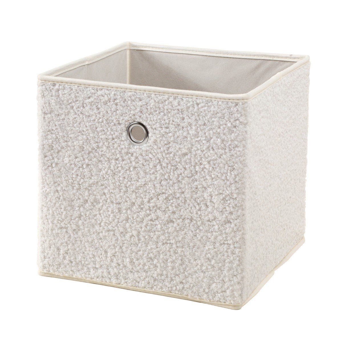 Cubo pieghevole in tessuto bouclé écru - H27 cm
