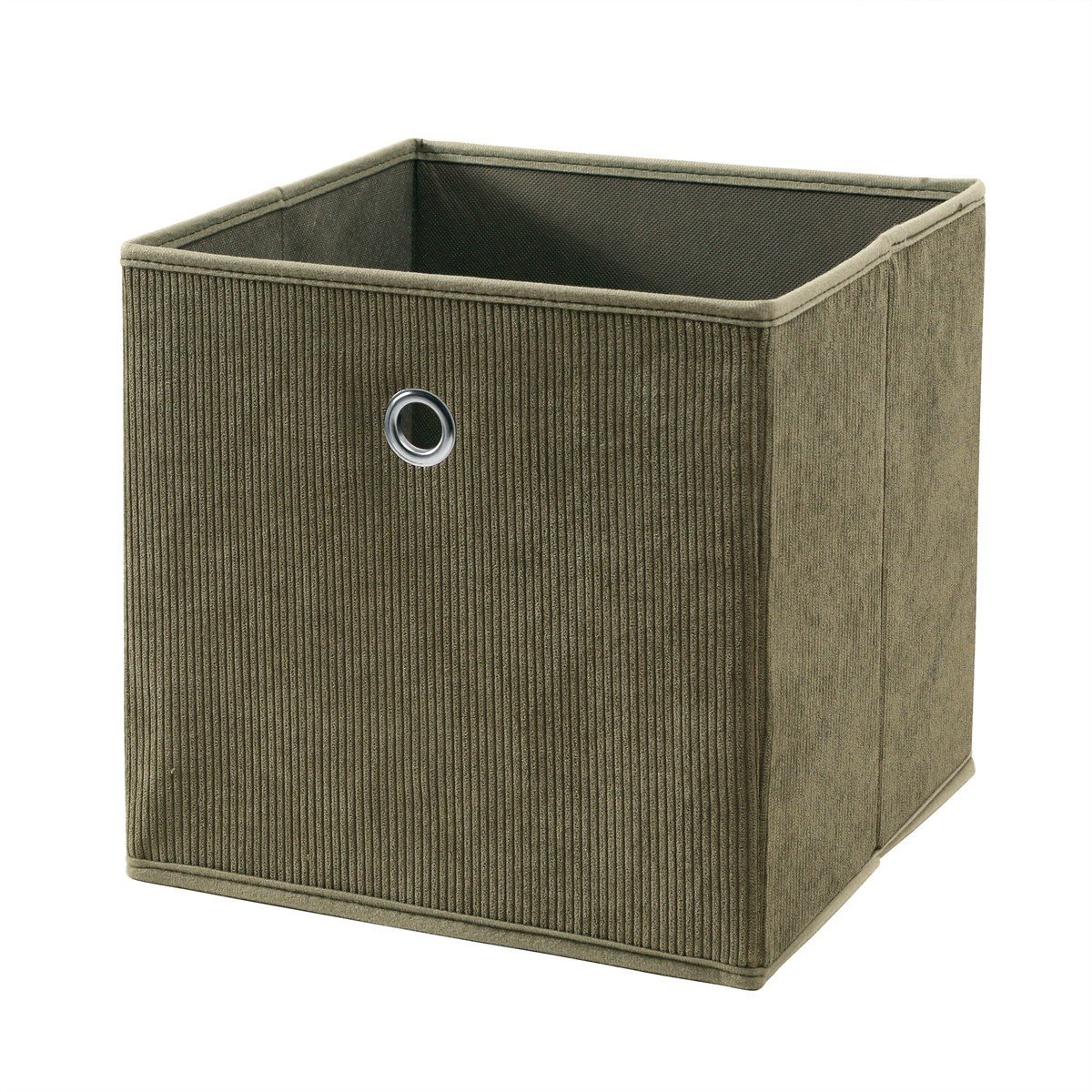 Cubo pieghevole in tessuto velluto a coste verde kaki - H27 cm
