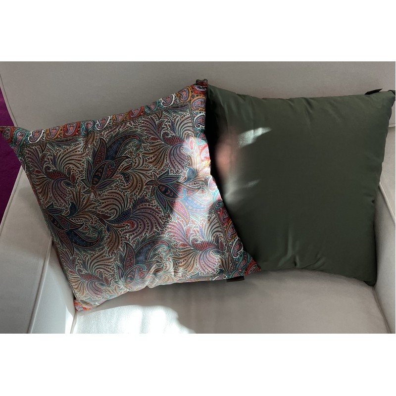 CUSCINO SEMPLICE 45X45 CM. 100% COTONE FANTASIA VERDE MILITARE ETRO