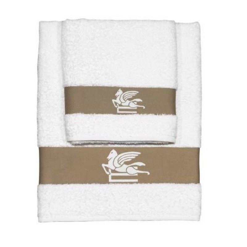 DAFNE COPPIA ASCIUGAMANI VISO + OSPITE BIANCO 100% COTONE ETRO