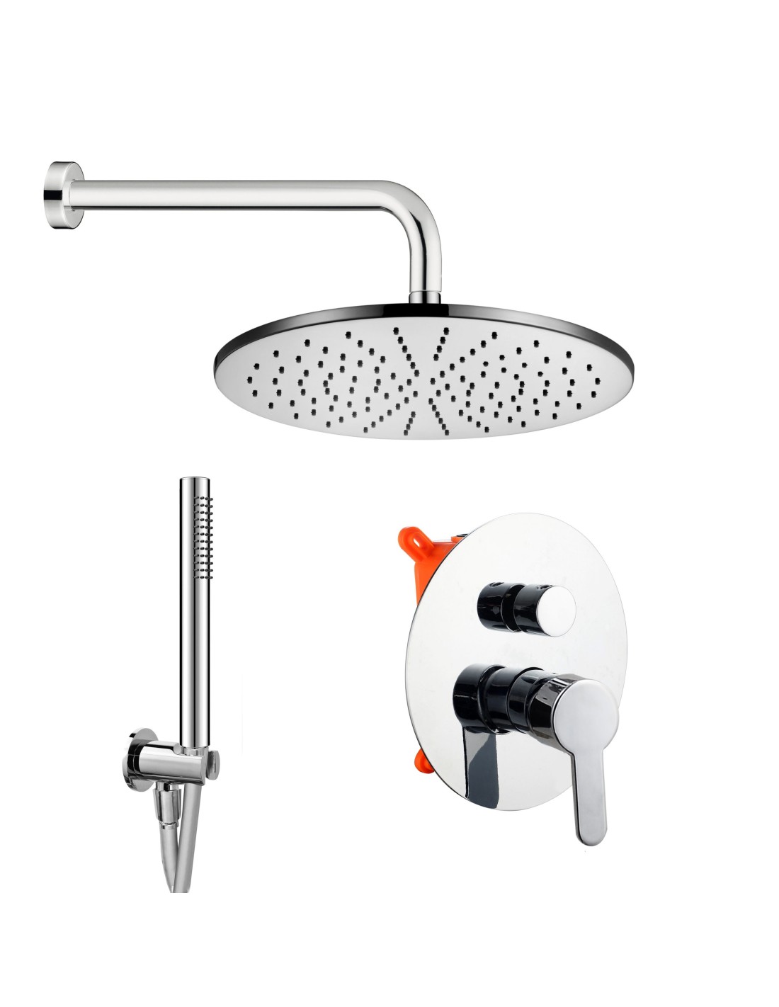 Damast - Kit doccia tondo 20Q in ottone cromato Elegance con miscelatore - 16300