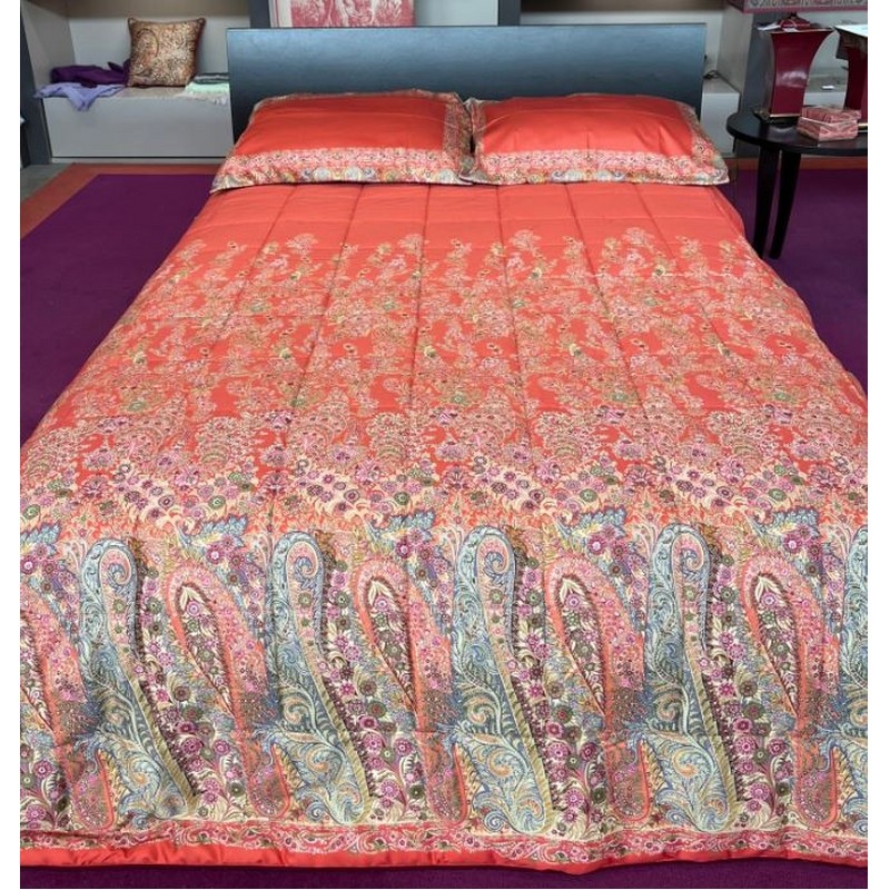 DEGRADE' TRAPUNTA MATRIMONIALE 270X270 CM ARANCIONE + 2 COPRIFEDERE 100 GR ETRO