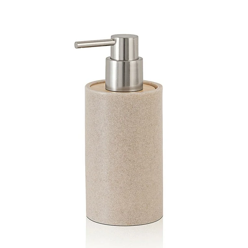 Dispenser per sapone liquido Sahara, in resina beige con particolari in bambù