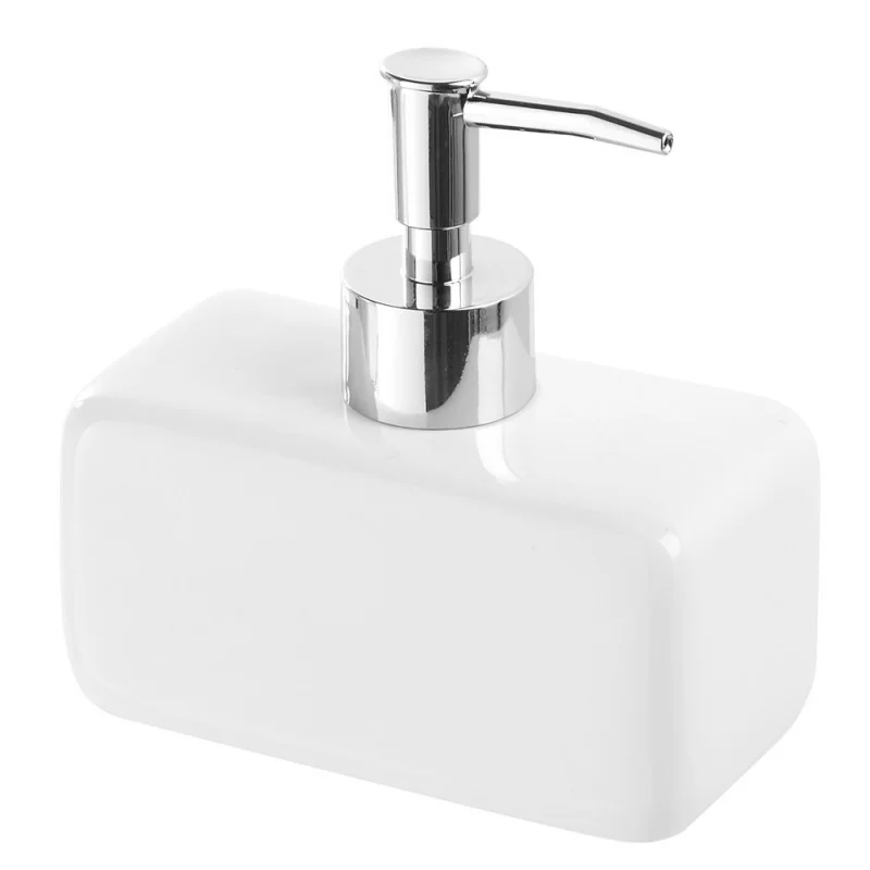 Dispenser Sapone Liquido Rettangolare In Ceramica Bianco Dublino