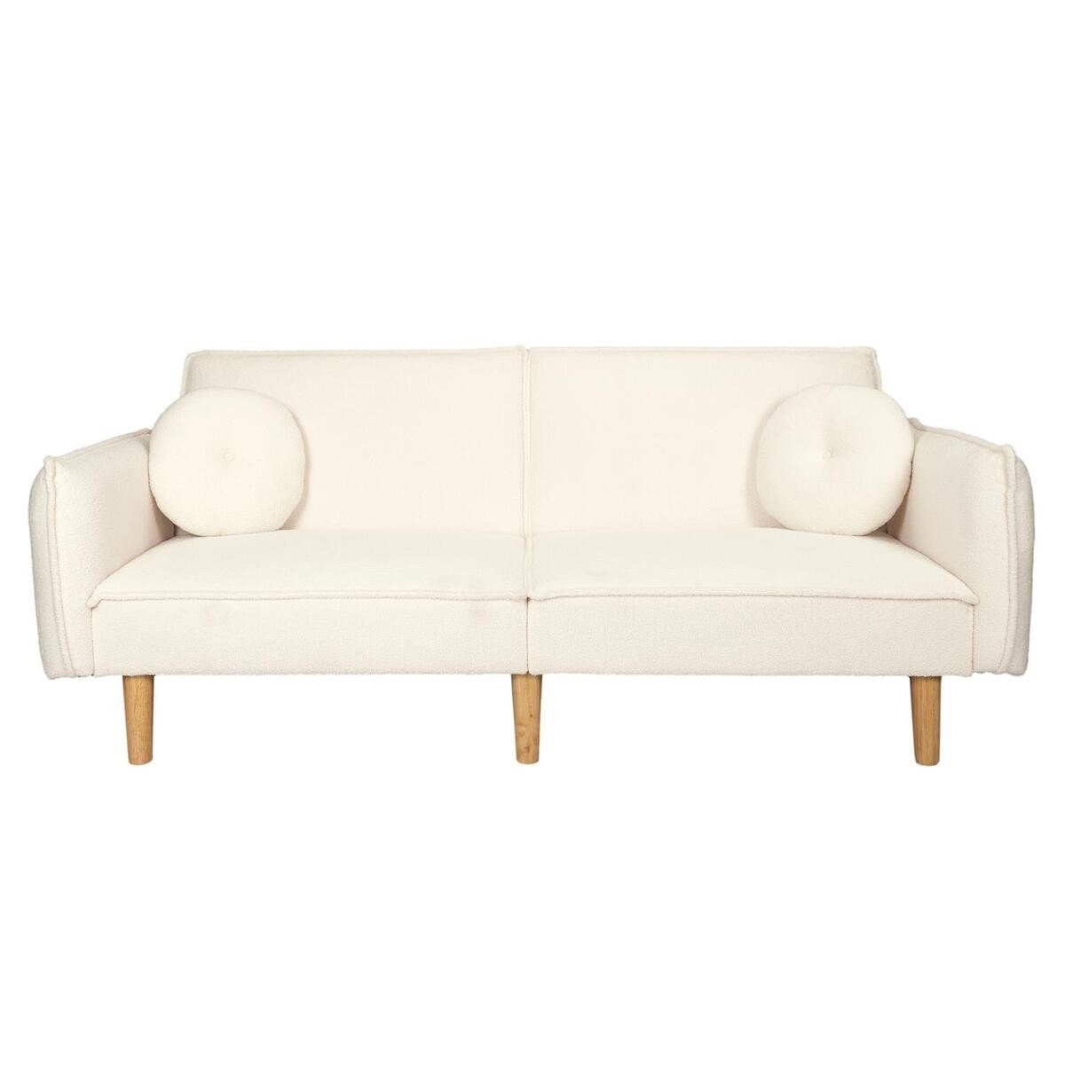 Divano letto in tessuto bouclette bianco - L198 cm