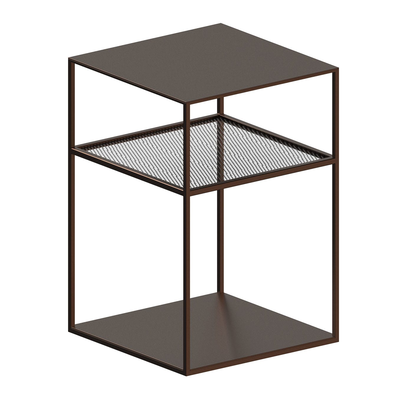 Tavolino basso in rame marrone Slim Irony Triplet di M. Peregalli